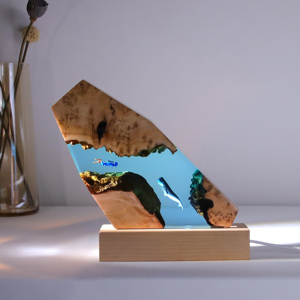 Whale & Scuba Diver Night Light - Floral Fawna