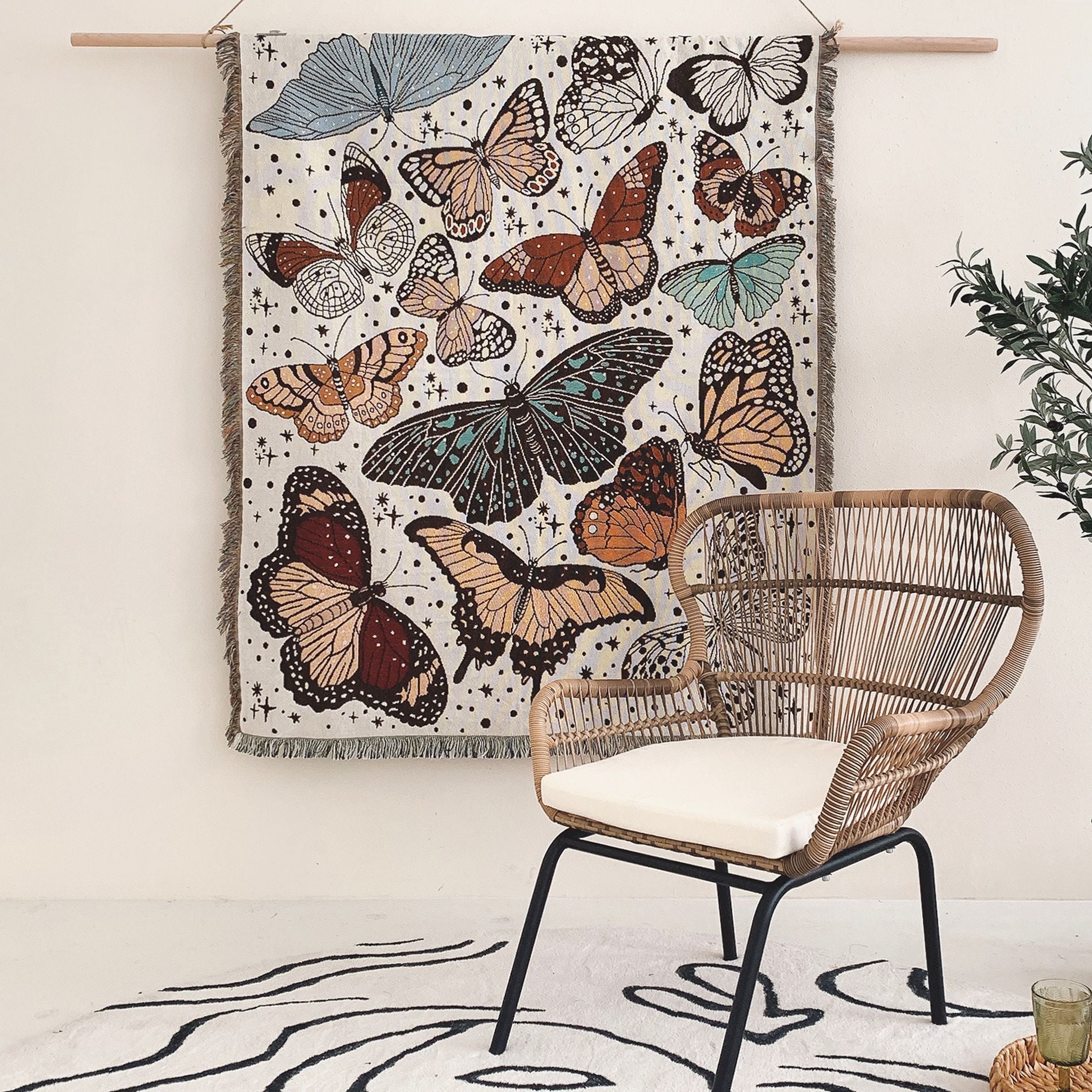 Butterfly Tapestry Throw - Floral Fawna