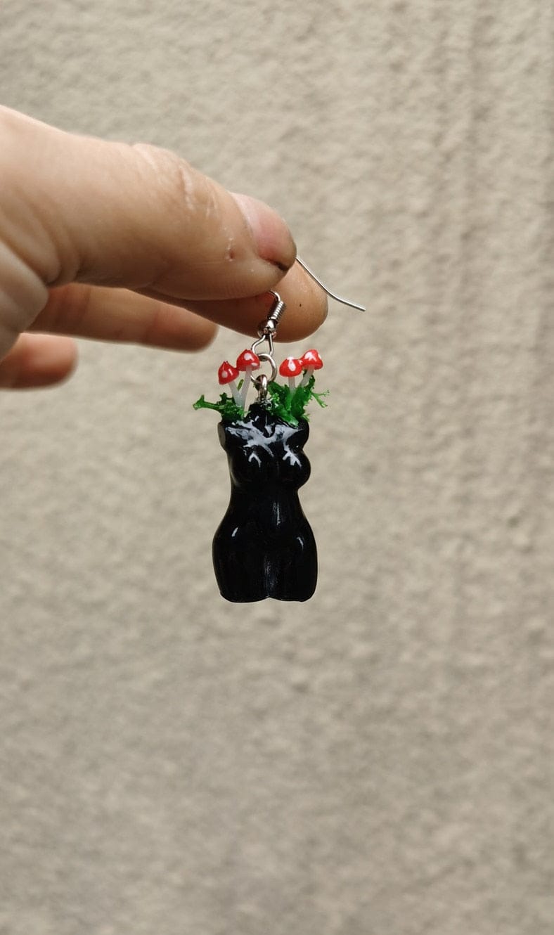 Mushroom Goddess Earrings & Necklace Set - Floral Fawna