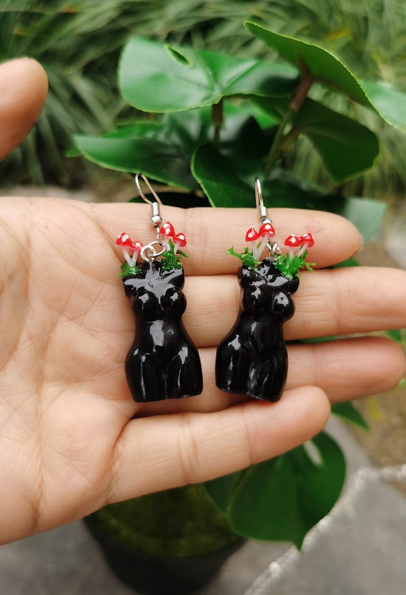 Mushroom Goddess Earrings & Necklace Set - Floral Fawna