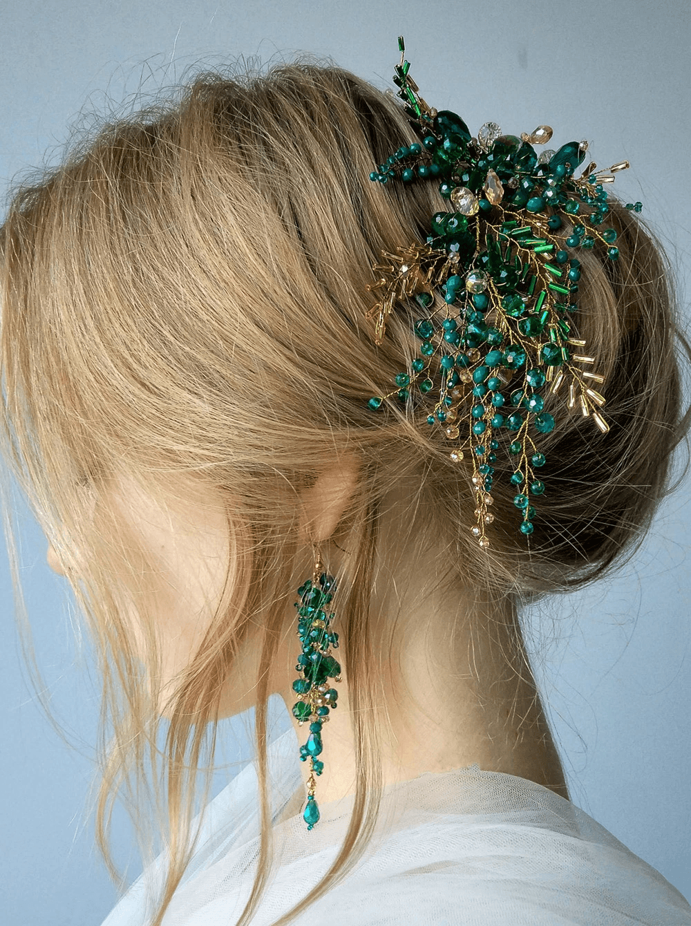 Forest Queen Bridal Hair Accessory & Earrings - Floral Fawna