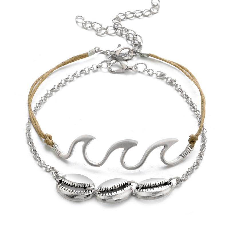 Boho Beach Wave & Shell Anklets - Floral Fawna