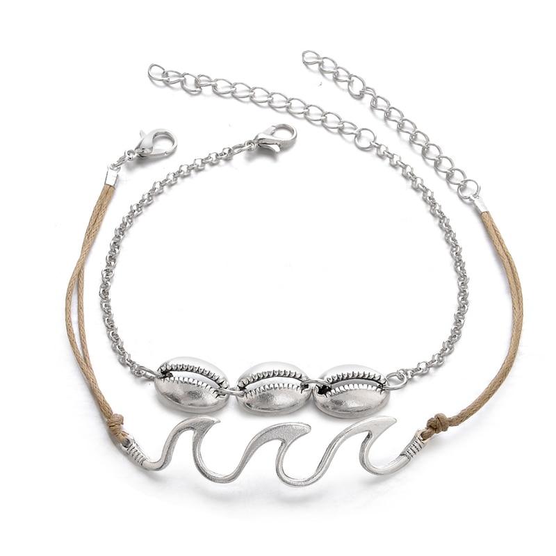 Boho Beach Wave & Shell Anklets - Floral Fawna