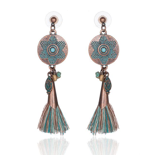 Bohemian Tassel Fringe Earrings - Floral Fawna