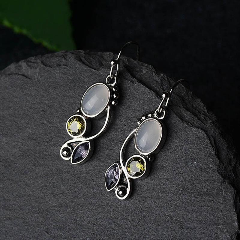 Colorful Crystals Moonstone Earrings - Floral Fawna