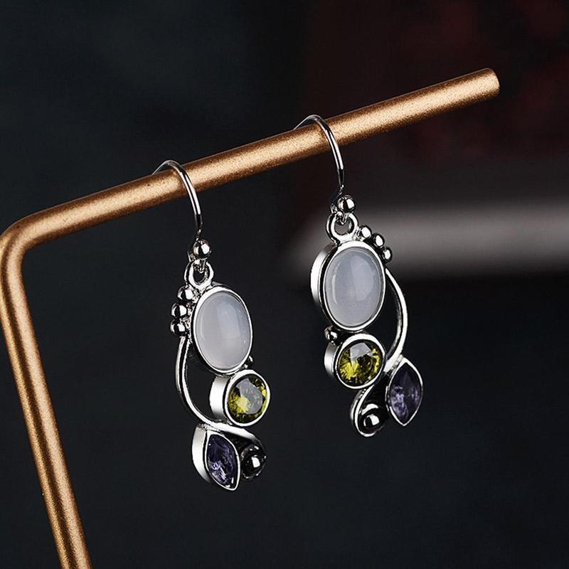 Colorful Crystals Moonstone Earrings - Floral Fawna