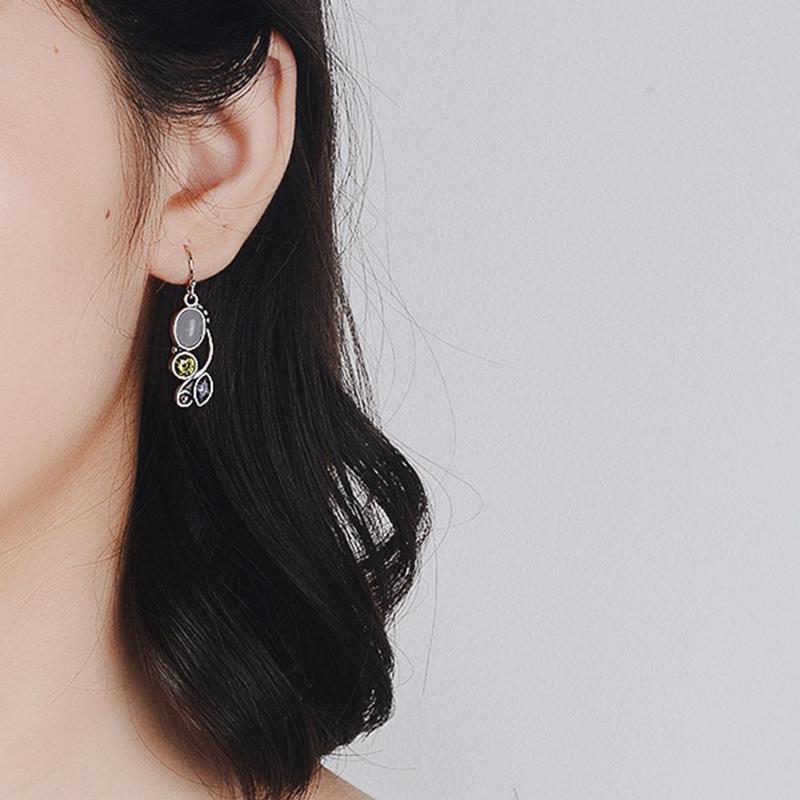 Colorful Crystals Moonstone Earrings - Floral Fawna
