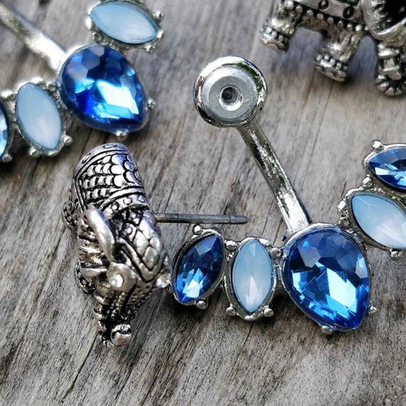 Elephant & Blue Sea Crystals Earrings - Floral Fawna