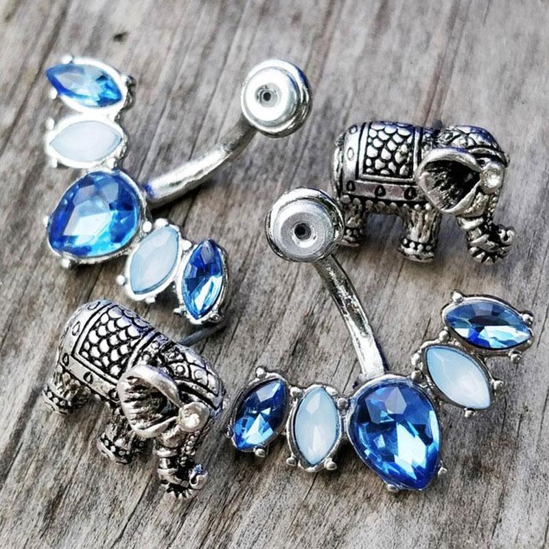 Elephant & Blue Sea Crystals Earrings - Floral Fawna