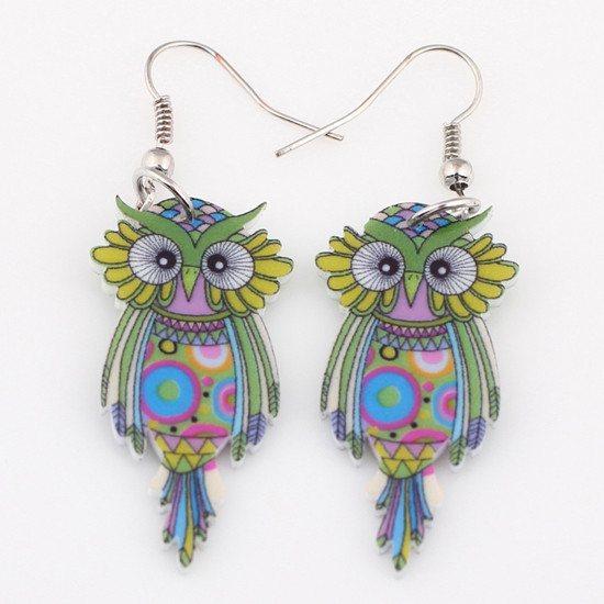 Owl Dangle Earrings - Floral Fawna