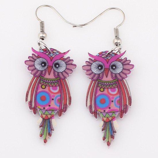 Owl Dangle Earrings - Floral Fawna