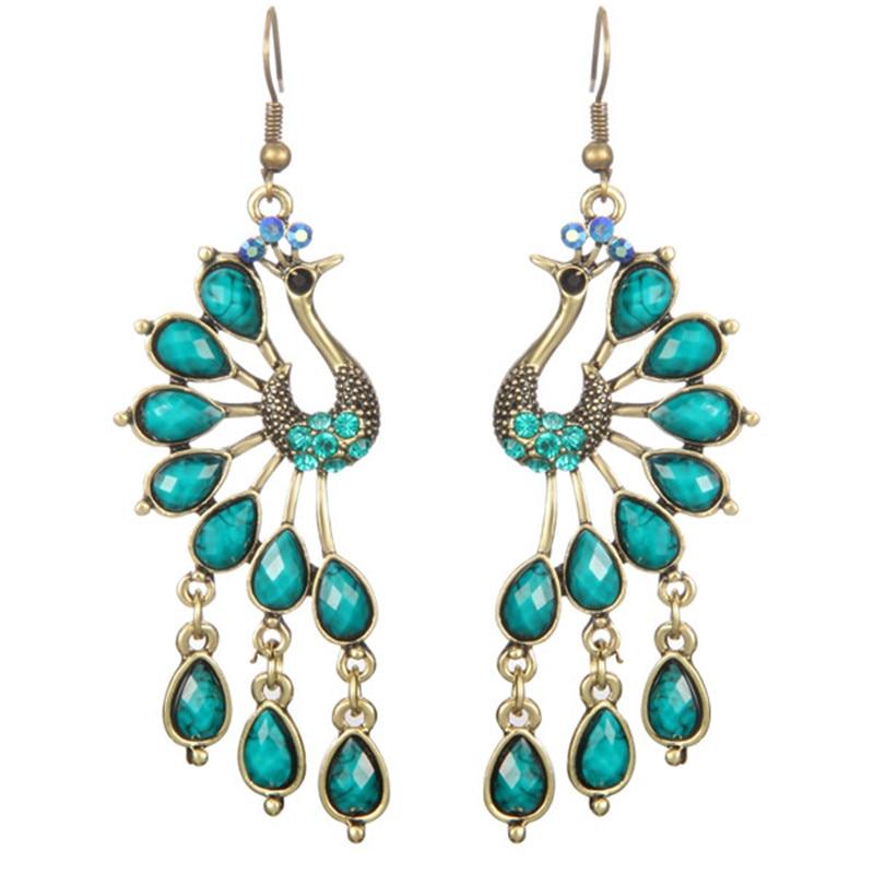 Peacock Crystal Earrings - Floral Fawna