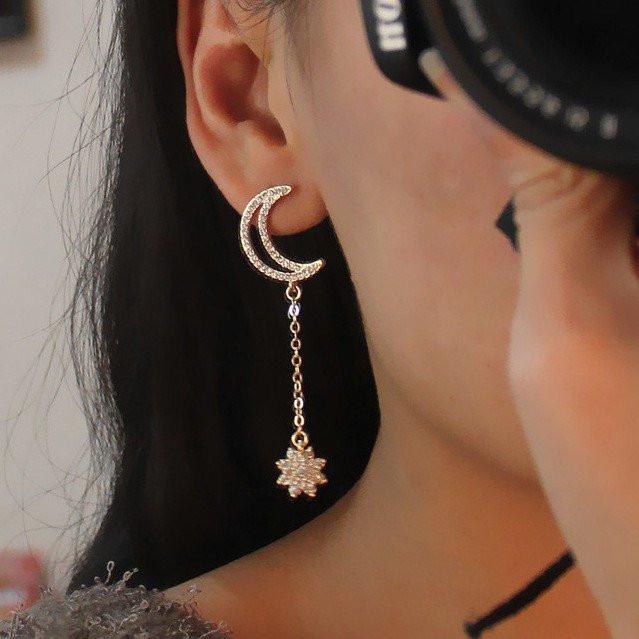 Rhinestone Star & Moon Drop Earrings - Floral Fawna