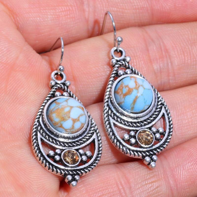 Vintage Style Turquoise Earrings - Floral Fawna