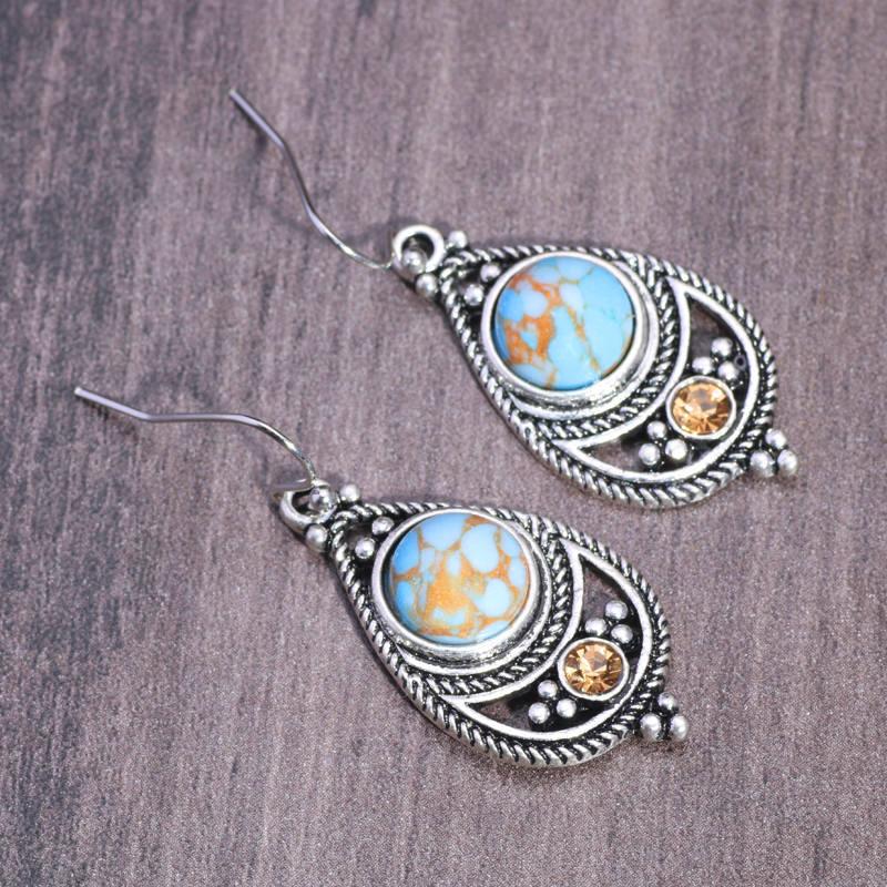 Vintage Style Turquoise Earrings - Floral Fawna