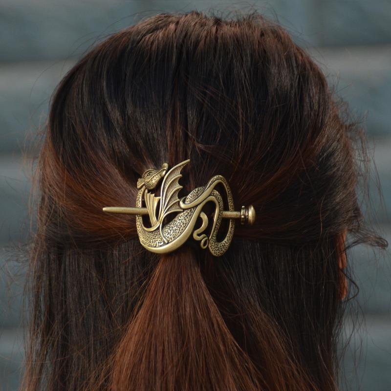 Norse Dragon Hair Barrette - Floral Fawna