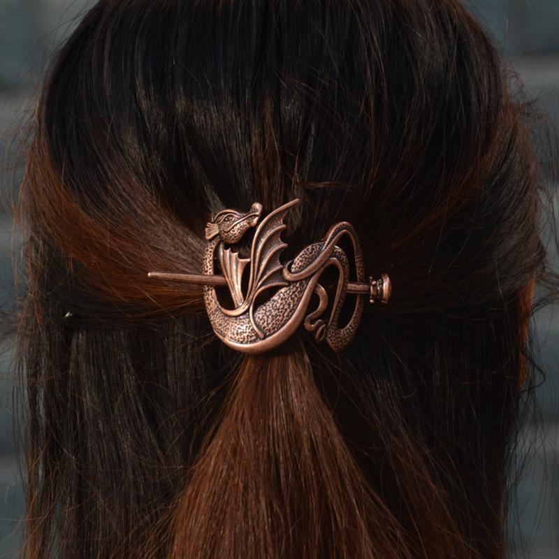 Norse Dragon Hair Barrette - Floral Fawna