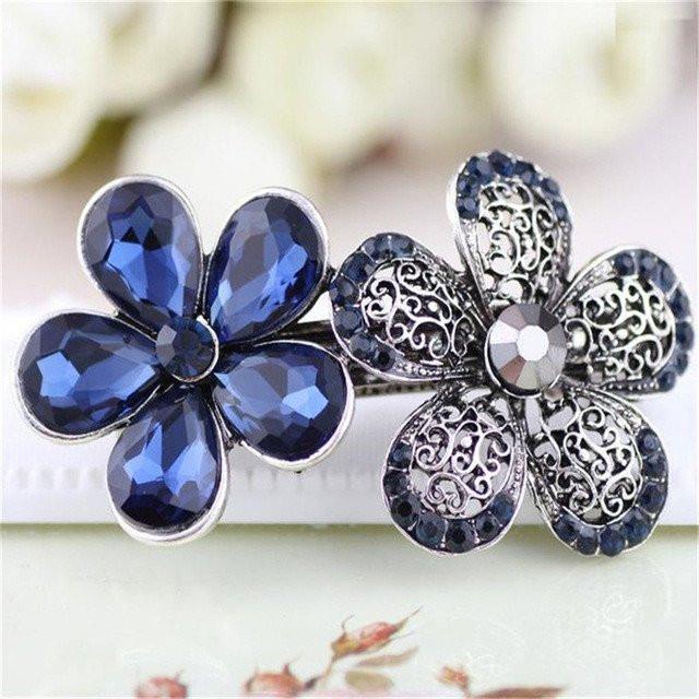 Royal Blue Rhinestone Hair Clip - Floral Fawna