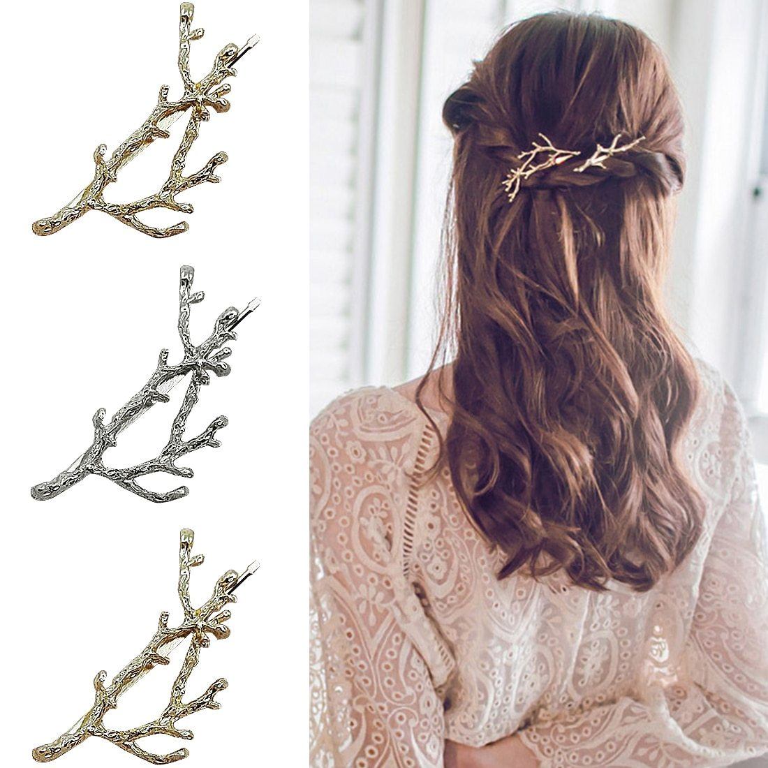 Vintage Style Tree Branch Hairpin - Floral Fawna