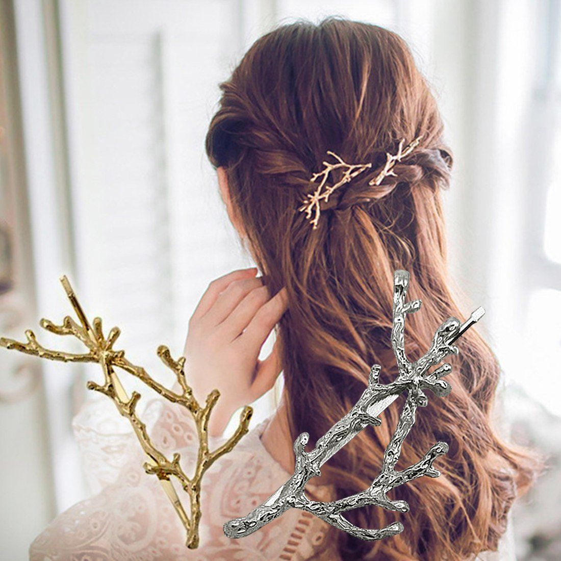 Vintage Style Tree Branch Hairpin - Floral Fawna