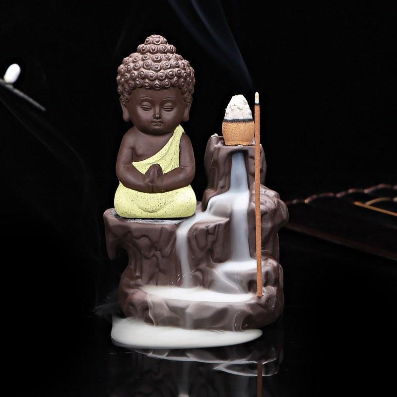 Monk & Buddha Waterfall Incense Burner - Floral Fawna