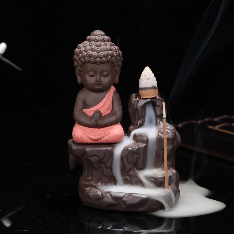 Monk & Buddha Waterfall Incense Burner - Floral Fawna