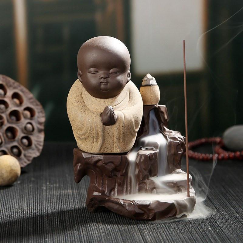 Monk & Buddha Waterfall Incense Burner - Floral Fawna