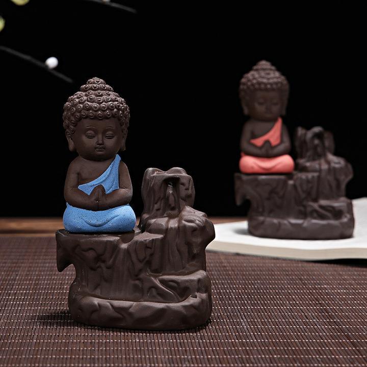 Monk & Buddha Waterfall Incense Burner - Floral Fawna