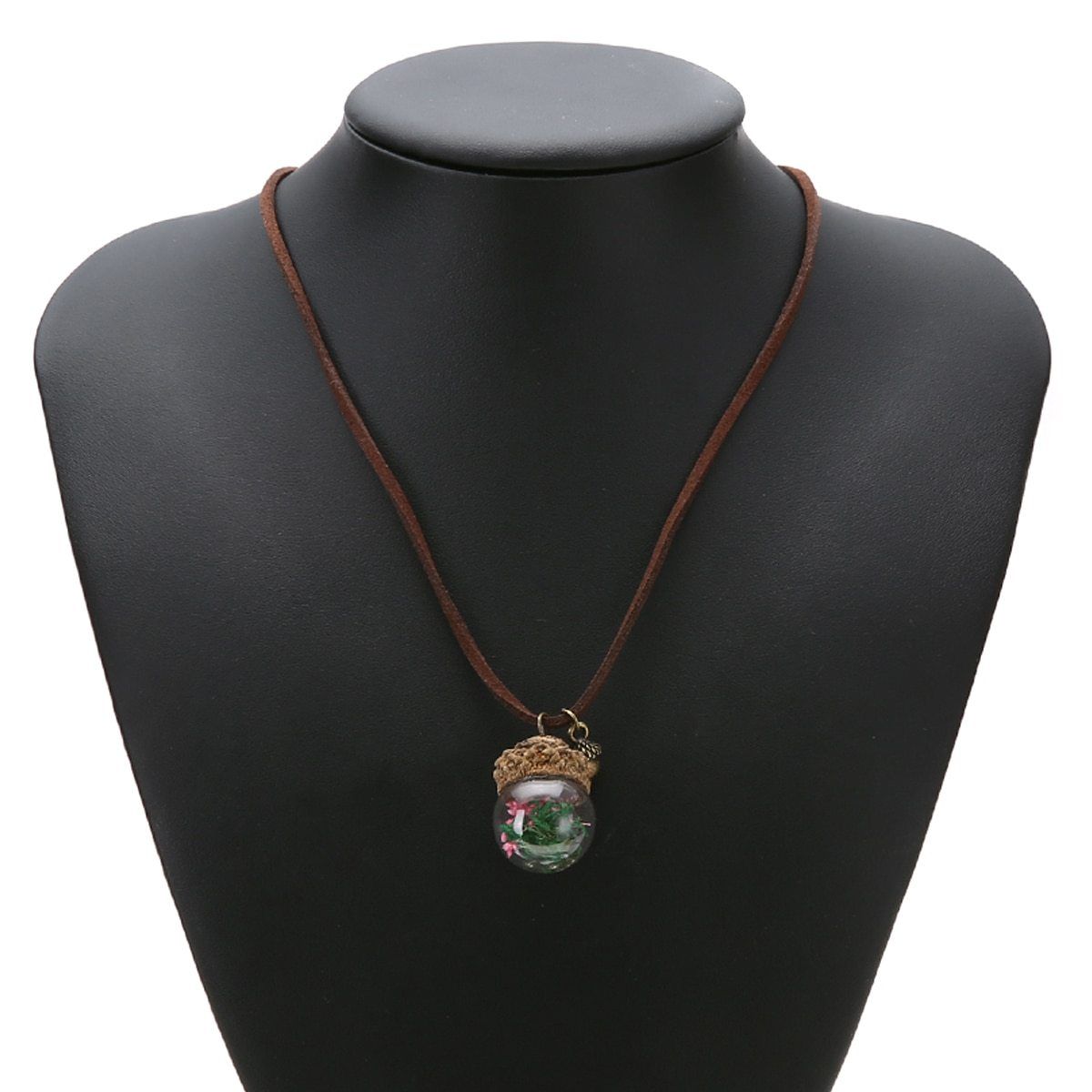 Acorn & Dandelions Glass Necklace - Floral Fawna