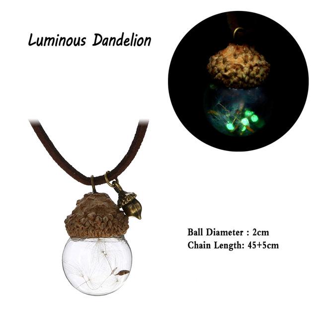 Acorn & Dandelions Glass Necklace - Floral Fawna