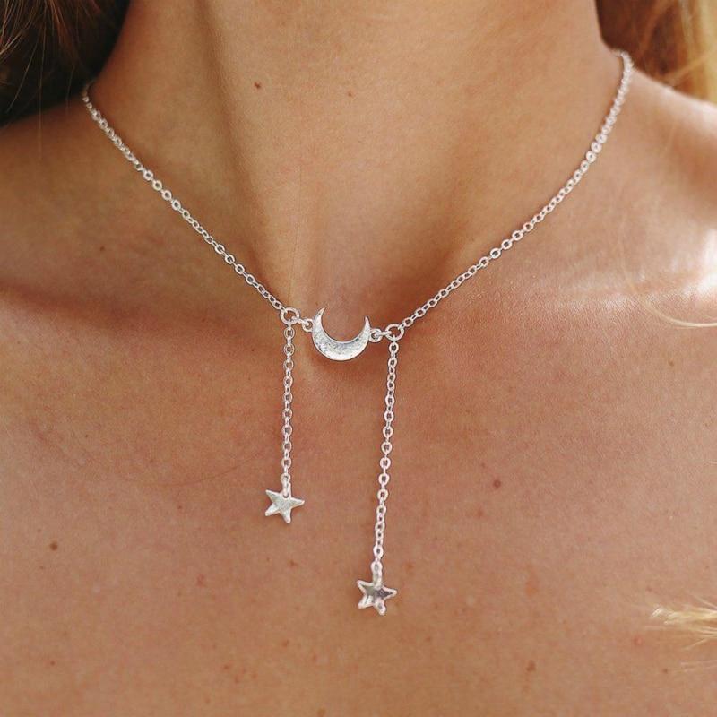 Celestial Moon & Stars Necklace - Floral Fawna