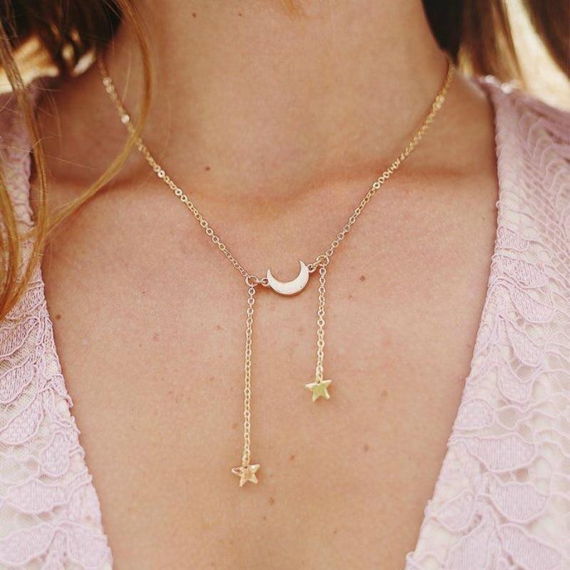 Celestial Moon & Stars Necklace - Floral Fawna