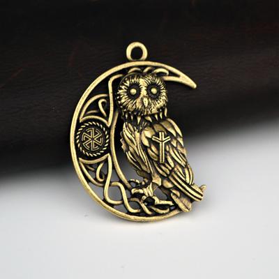 Celtic Wise Owl & Wolf Moon Necklace - Floral Fawna