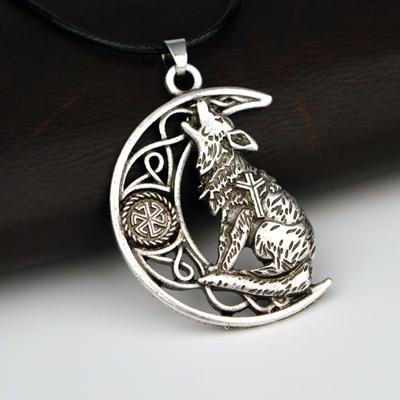 Celtic Wise Owl & Wolf Moon Necklace - Floral Fawna