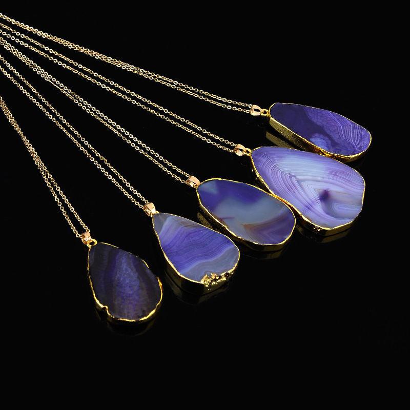 Colorful Irregular Shaped Agate Necklace - Floral Fawna