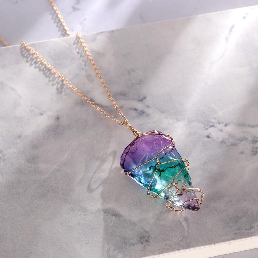 Colorful Rainbow Stone Necklace - Floral Fawna