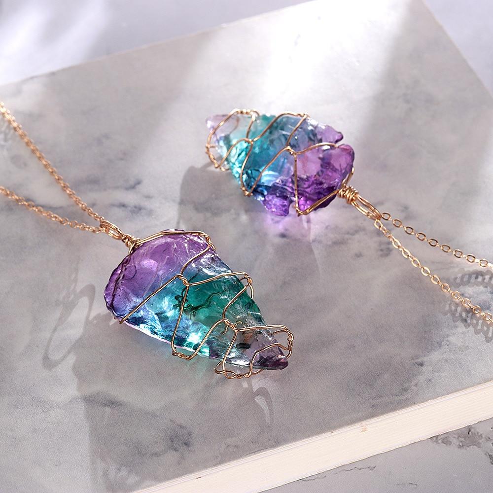 Colorful Rainbow Stone Necklace - Floral Fawna