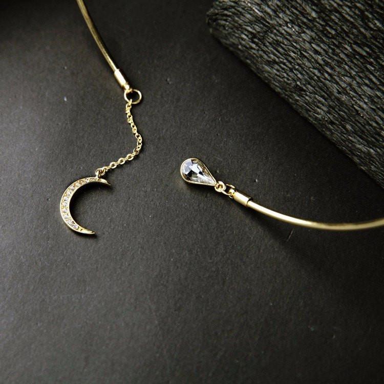 Enchanted Moon & Crystal Drop Necklace - Floral Fawna