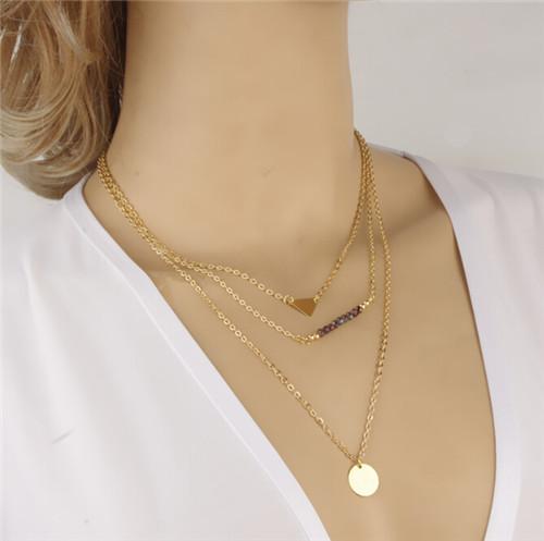 Gold Multilayer Long Strip Pendant Necklace - Floral Fawna