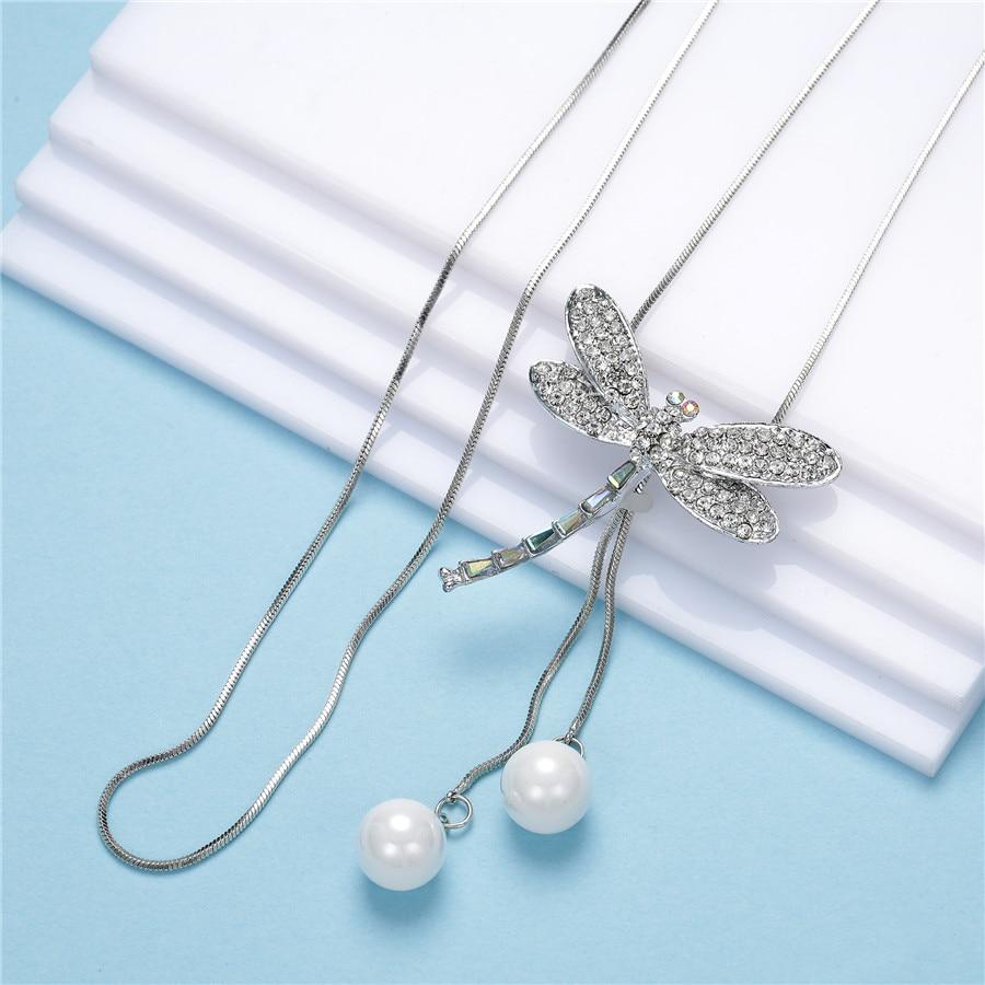 Lovely Dragonfly Pearl Necklace - Floral Fawna