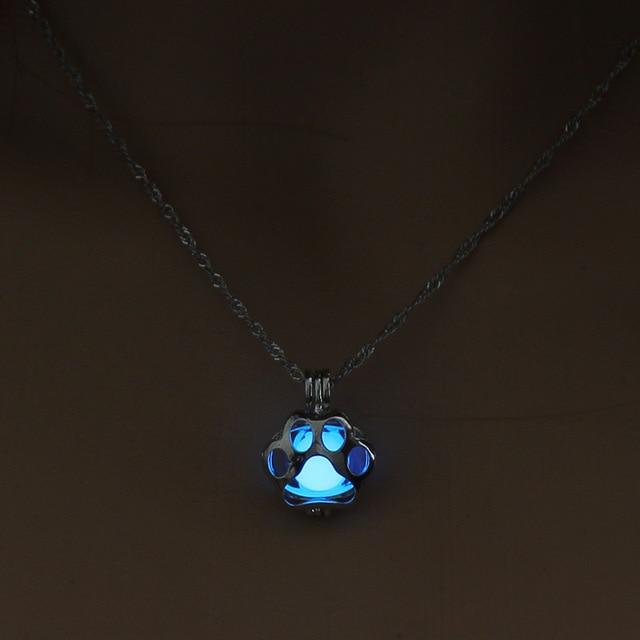 Magical Glow In The Dark Dog Paw Necklace - Floral Fawna