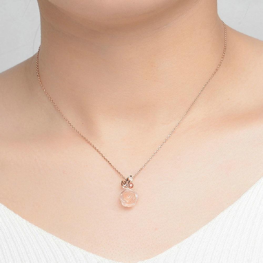 Majestic Rose Quartz & Garnet Necklace - Floral Fawna