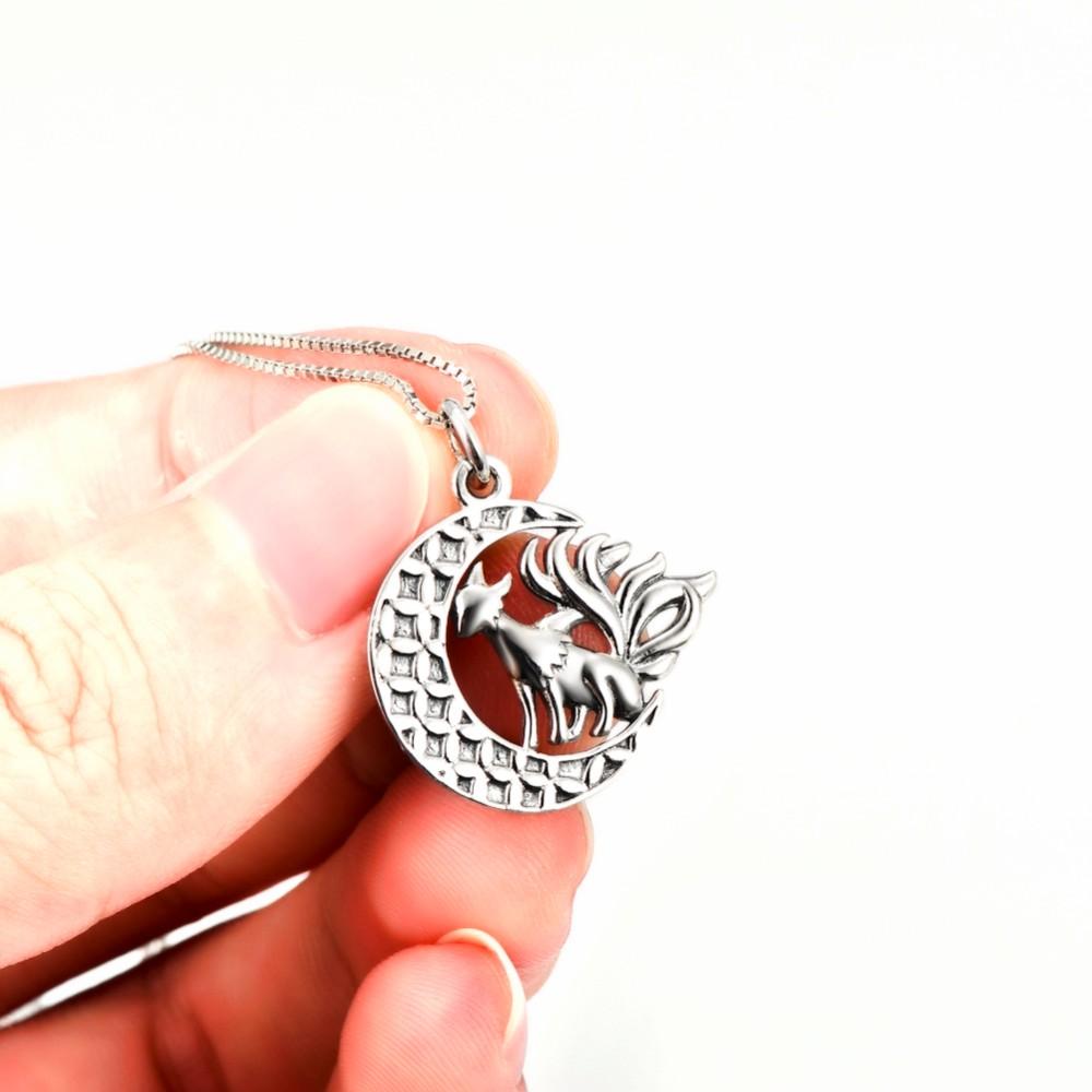 Nine Tailed Fox Sterling Silver Necklace - Floral Fawna