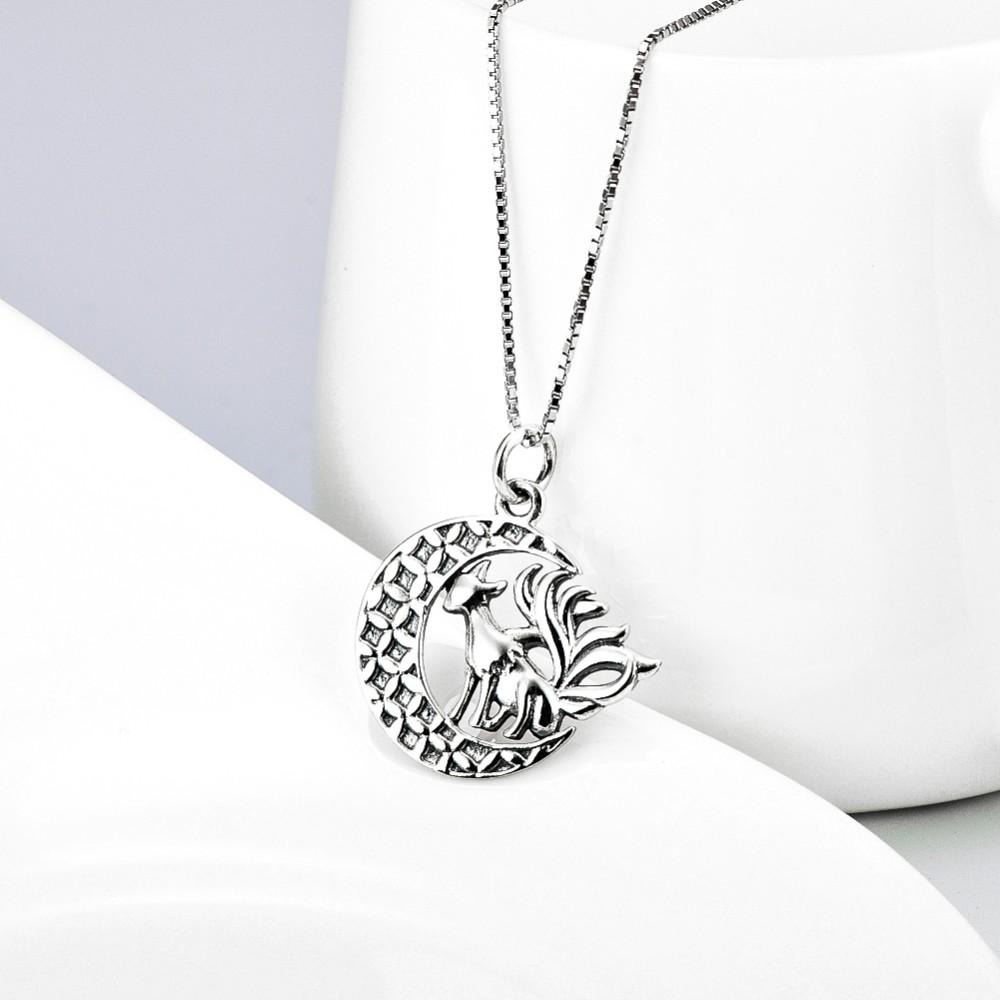 Nine Tailed Fox Sterling Silver Necklace - Floral Fawna