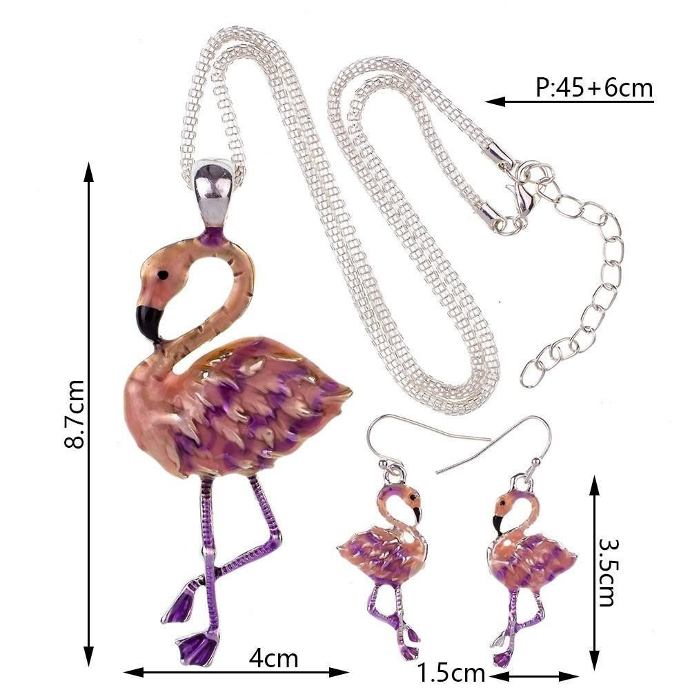 Pink Flamingos Necklace & Earrings Set - Floral Fawna
