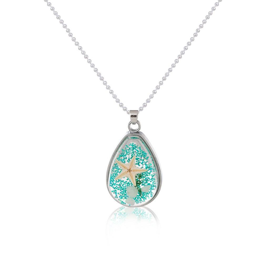Resin Dried Flowers & Starfish Necklace - Floral Fawna