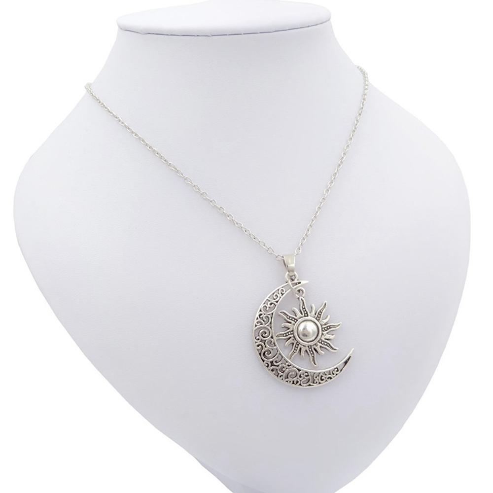 Retro Crescent Moon & Sun Necklace - Floral Fawna