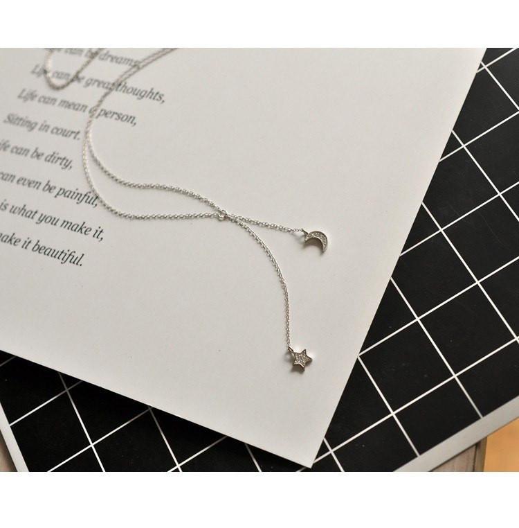 Star & Moon Tassel Sterling Silver Necklace - Floral Fawna