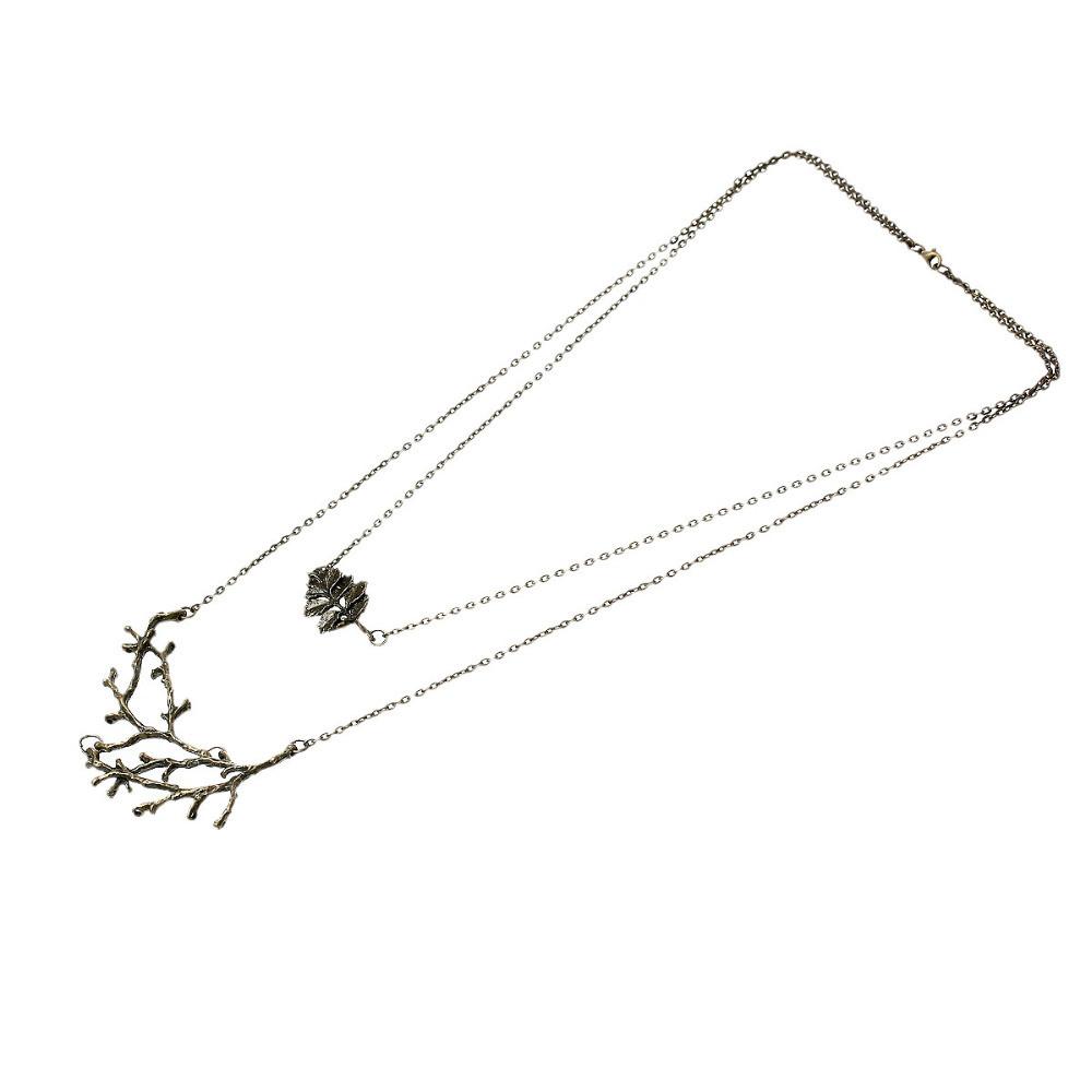Vintage Style Leaf Branch Necklace - Floral Fawna