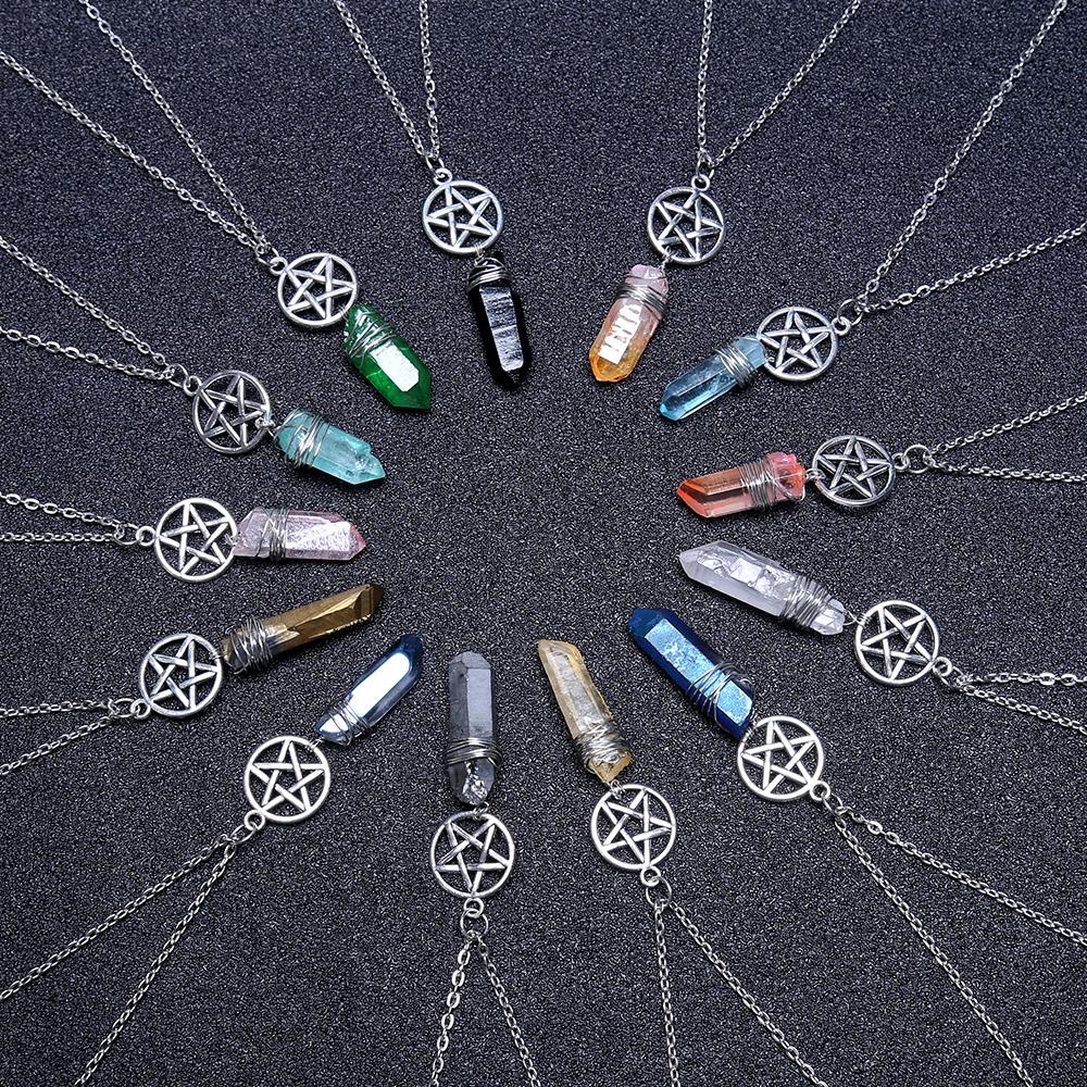 Wicca Charm & Aura Quartz Necklace - Floral Fawna